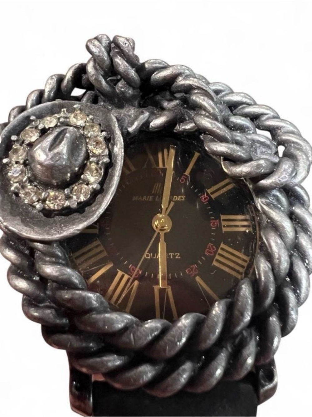 Vintage 90s Marie Lourdes watch with cowboy hat & rope design